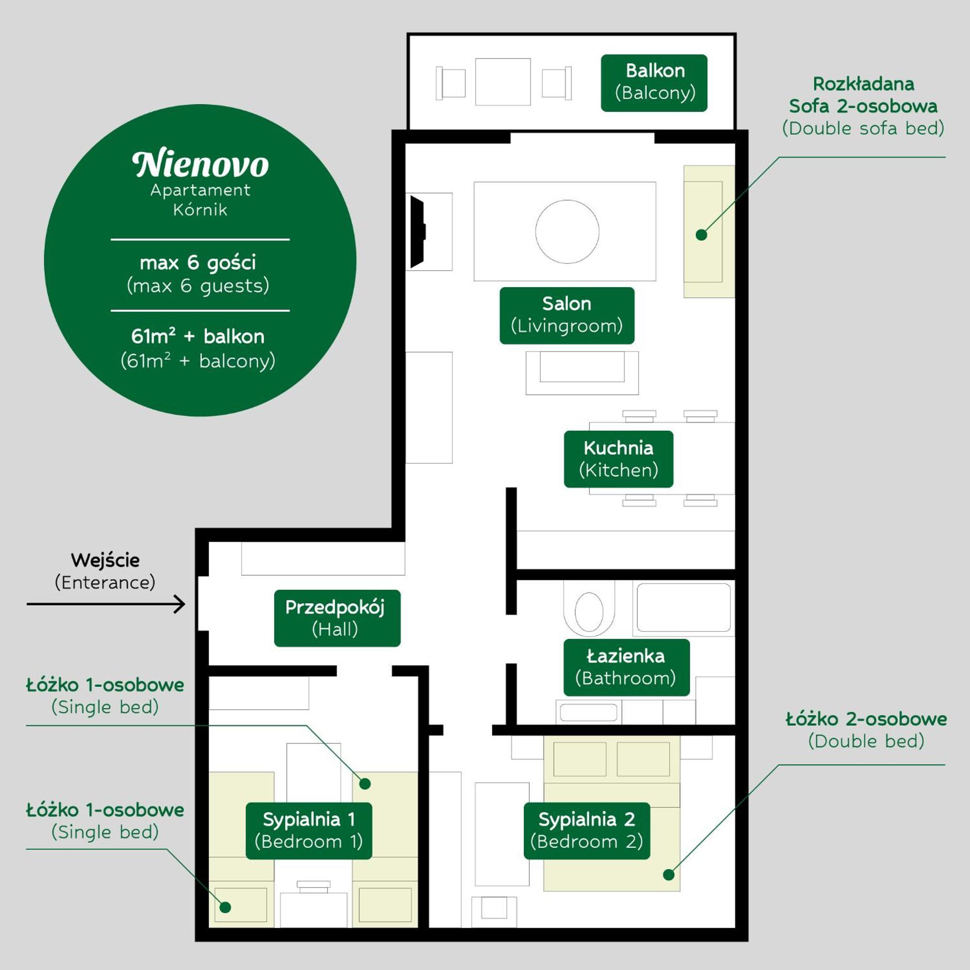 Nienovo - Apartament Kornik Niedaleko Jeziora I Widok Na Arboretum Exterior foto